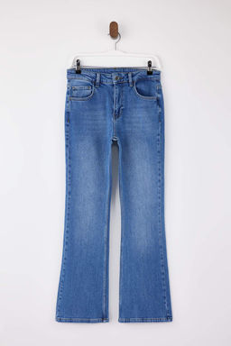 Mavi Dusuk Bel Cepleri Nak?s Detayl? Orta Esnek Flare Ispanyol Paca Jeans TWOSS26JE00056 - Trendyolmilla фото 5