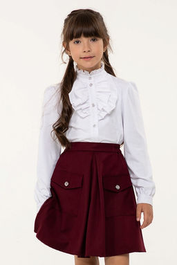 Белая школьная блуза Mooriposh, модель 06177  фото 9