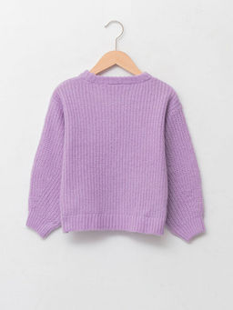 Bisiklet Yaka Sa? ?rg?s? Desenli Uzun Kollu K?z ?ocuk Triko Kazak - Waikiki фото 2