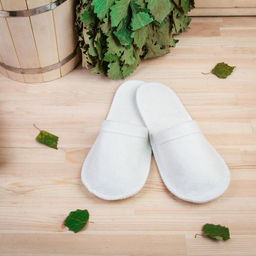 Тапочки для бани, полиэфир 70%, шерсть 30%, белые, «Добропаровъ»