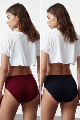 TRENDYOLMILLA Siyah 2li Paket Seamless/Dikissiz Hipster Orme Kulot THMAW22KU0013 фото 22