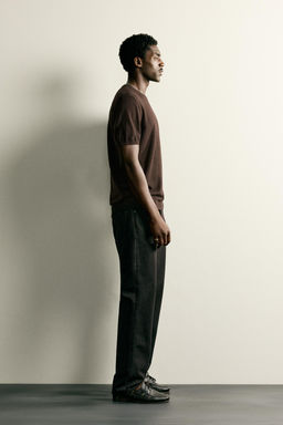 CAMISETA PUNTO REGULAR FIT B?SICO / Chocolate - Zara фото 13