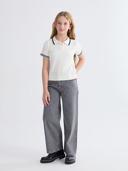 Polo Yaka K?z ?ocuk Triko Kazak