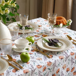 Скатерть Доляна Oleander 149х220 см, 100% хлопок, рогожка 164 г/м2  фото 2
