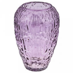 Ваза для цветов стеклянная "Линда" 1,7л, д14см, h20см, текстурная, малая, "Скандик", лиловый (Россия)