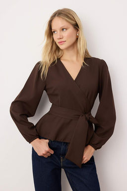 Trendyolmilla K?rm?z? Kruvaze Baglama Detayl? Dokuma Bluz TWOAW20BZ1089  фото 17