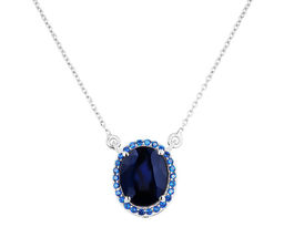 Колье, 1 сапфир корунд овал 8х10 мм 3.17ct , наносапфир, Бритни