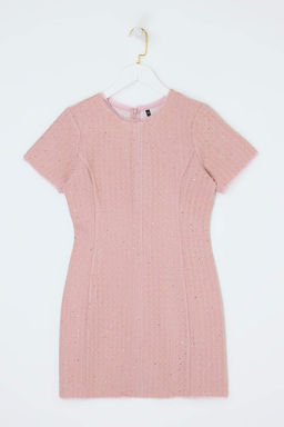 Pembe Par?lt?l? Tuvit Mini Dokuma Elbise TWOSS26EL00079