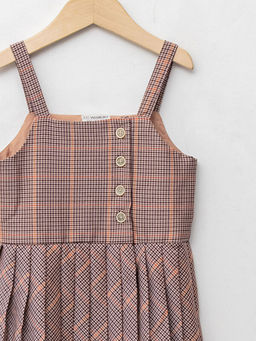 Kare Yaka Desenli Ask?l? Pileli K?z ?ocuk Elbise - Waikiki фото 3