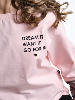 Лонгслив для девочки с принтом UD 7897 крем-розовый - Mini maxi фото 9