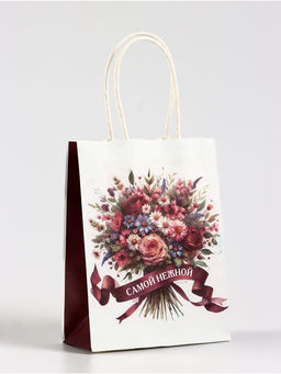 Цена за 3 шт. Пакет подарочный крафт Самой нежной, 12?6?16 см