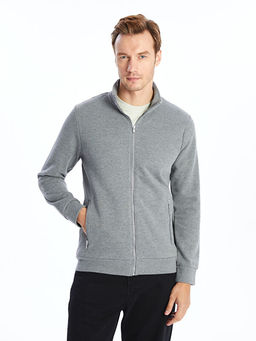 Dik Yaka Uzun Kollu Erkek Fermuarl? Sweatshirt