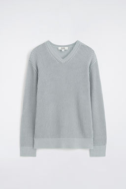 JERSEY DE ALGOD?N PUNTO ESCALERA CUELLO DE PICO