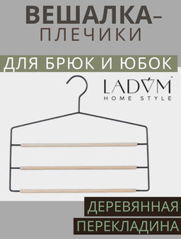 Плечики - вешалка для брюк и юбок LaDо́m Laconique, многоуровневая, 37×31.5×1.1 см, чёрные