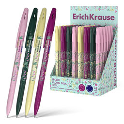 Цена за 2 шт. Ручка шар. ErichKrause "R-301 Floral Soul" (63078) синяя, 0.7мм