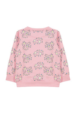 Pembe*004 K?z Cocuk Mevsimlik-Ince Cicek Desenli Orme Sweatshirt TKDAW25SW00001