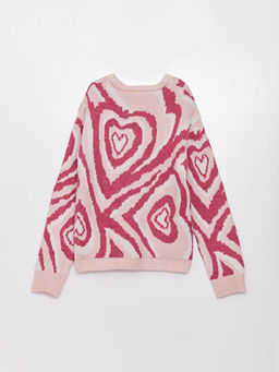 Bisiklet Yaka Desenli Uzun Kollu K?z ?ocuk Triko Kazak - Waikiki фото 2