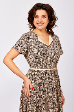 Платье Swallow 836 бежевые камушки на чёрном фото 8