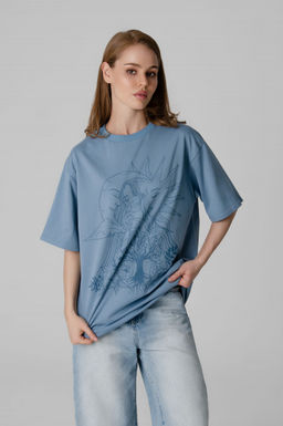 Арт. 3187 Футболка женская оверсайз 42-48 (4 шт) Цвет:серо-голубой - Калинка фото 14
