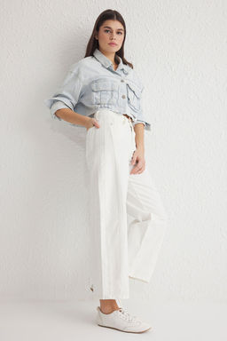 Beyaz Dikis Detayl? Yuksek Bel Baggy Jeans TWOSS25JE00165 - Trendyolmilla фото 2