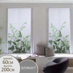 Штора рулонная Ветви, блэкаут, 60200 см, цвет белый