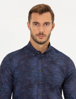 Lacivert Slim Fit Uzun Kollu G_mlek