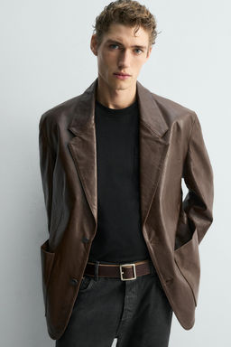 LIMITED EDITION LEATHER BLAZER - Zara фото 6