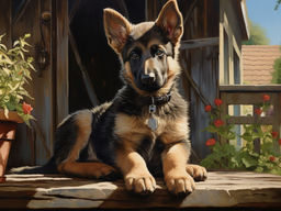 Вышивка крестиком 40х50см, Щенок овчарки