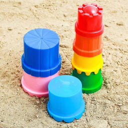 Пирамидка детская, стаканчики для песка, пластик, цвета МИКС