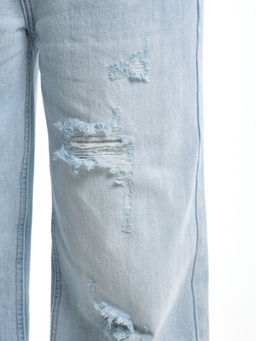 Джинсы клеш рваные для весны и лета 33-1053 св.голубой - Mini maxi фото 6