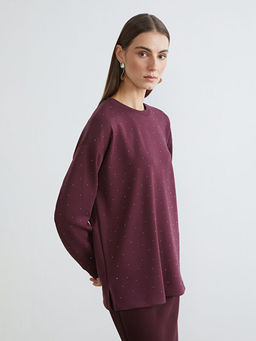 Ta?l? Oversize Kad?n Sweatshirt Tunik