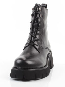 01-BE22B-3A BLACK Ботинки демисезонные женские (натуральная кожа, байка)