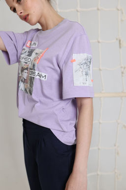 Футболка AMORI 6374 лаванда принт  фото 2