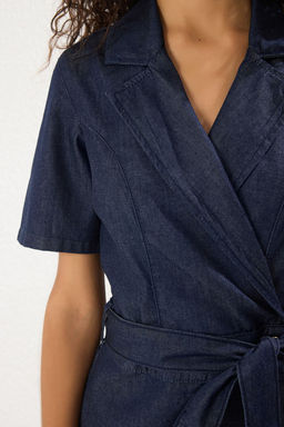 TRENDYOLMILLA Koyu Mavi Kusakl? Mini Denim Tulum TWOSS25TU00033 фото 3