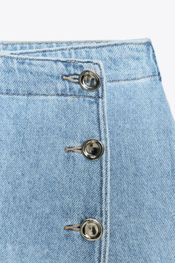 Z1975 DENIM SKORT WITH WRAP-OVER BUTTON DETAIL - Zara фото 8