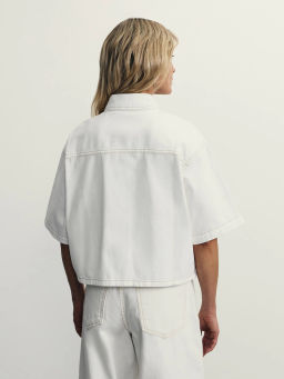 Джинсовая рубашка с коротким рукавом / Zarina фото 6