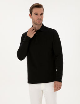 Siyah Regular Fit Sweatshirt - Cacharel фото 3