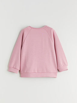Bisiklet Yaka Bask?l? K?z ?ocuk Sweatshirt