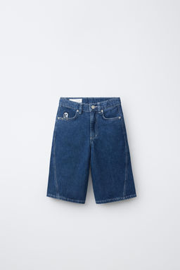 BERMUDA DENIM SKATER BORDADO RIPNDIP  X ZARA KIDS / Azul