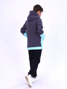 Толстовка "Колор" серый-бирюза