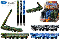 Ручка шар. "Военная техника" (MZB-61) синяя, 0.7см, цветной корпус в виде военной машины