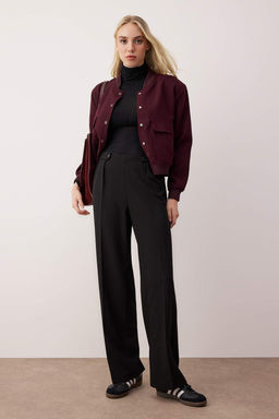 Sustainable Siyah Wide Leg/Genis Paca Kumas Pantolon TWOAW26PL00086 - Trendyolmilla фото 5