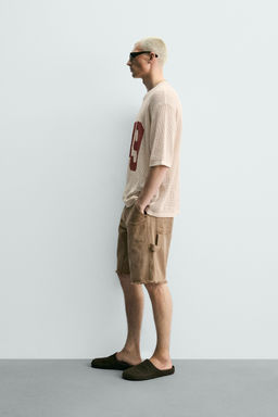 CAMISETA PUNTO ESTRUCTURA RED N?MERO / Crudo