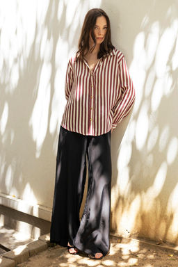 Bej Cizgili Gomlek TWOSS25GO00172 - Trendyolmilla фото 5