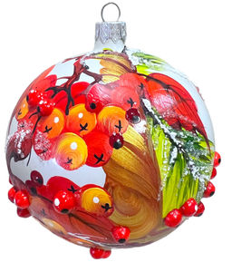 Елочный шар Корзина с рябиной НП-1668