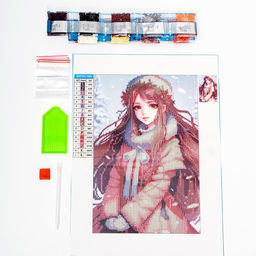 Алмазная мозаика на новый год с частичным заполнением на холсте Снежная красавица, 20?30 см, набор для творчества