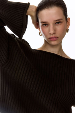 Jersey de punto acanalado con escote barco - H&m фото 4