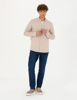 Рубашка Pierre Cardin Regular Fit бежевая с длинным рукавом