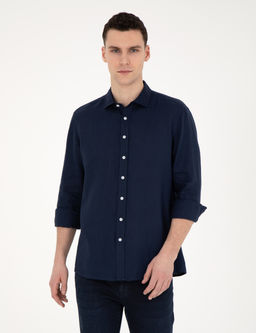 Koyu Lacivert Keten Regular Fit G_mlek