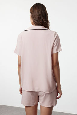 Trendyolmilla Beyaz Kurdele/Fiyonk ve Biye Detayl? Viskon Sortlu Dokuma Pijama Tak?m? THMSS24PT00290 фото 27